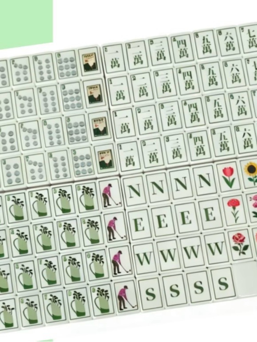 Golf Mahjong Tile Set white backs